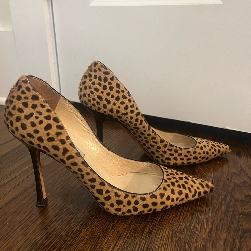 Jimmy Choo Leopard-Print Pointed Toe Stiletto Pumps - Tan & Black